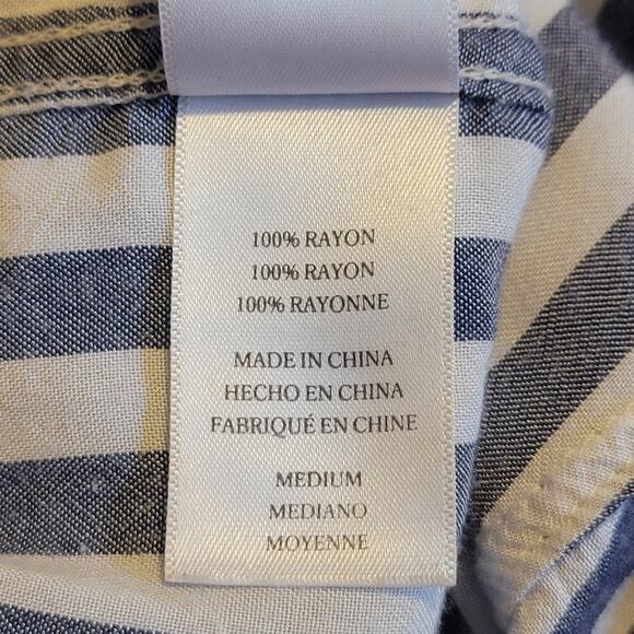 Rails Stripe Ruffle Tie Waist Long Sleeve Blue White Button Down Shirt Size M - Picture 14 of 16